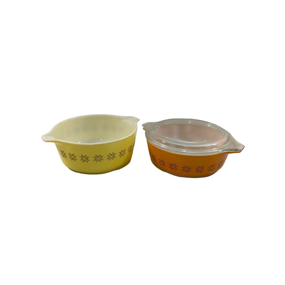 Vintage Pyrex Town And Country Bakeware Set Orange Yellow‎ Retro Cottagecore